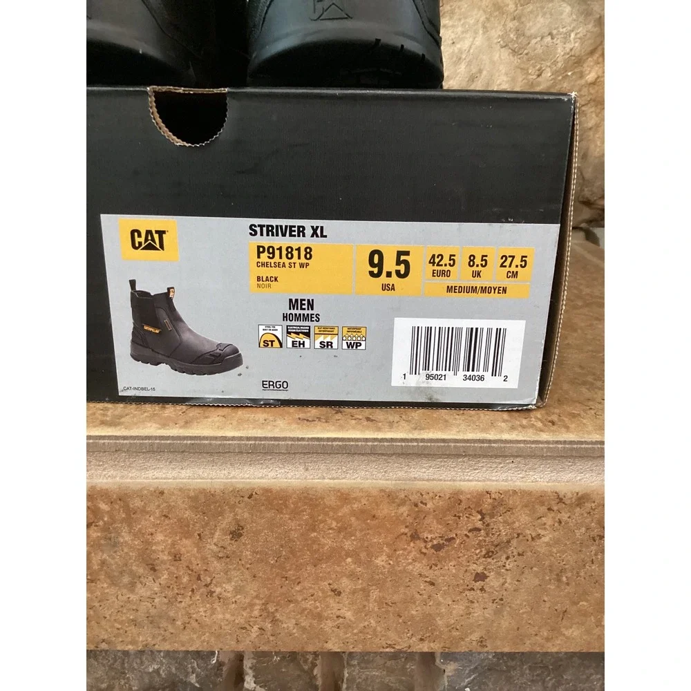 Caterpillar Striver XL Chelsea ST WP Black Leather Steel Toe Work Boots P91818
